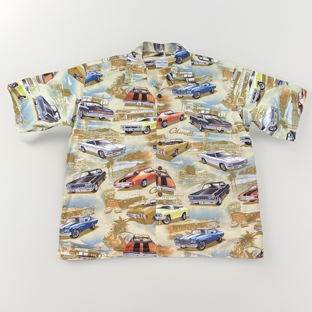 David Carey Shirt Mens 2XL Chevelle‎ Chevy AOP Short Sleeve Button Up Hawaiian